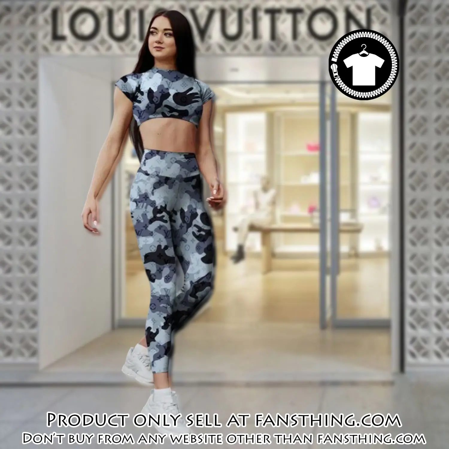 Louis vuitton luxury sportwear combo luxury brand crop top tshirt and legging for women ctl1042 fst0258420